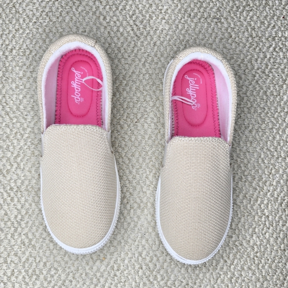 Jellypop Beige Slip-On Sneakers with Pink Insoles